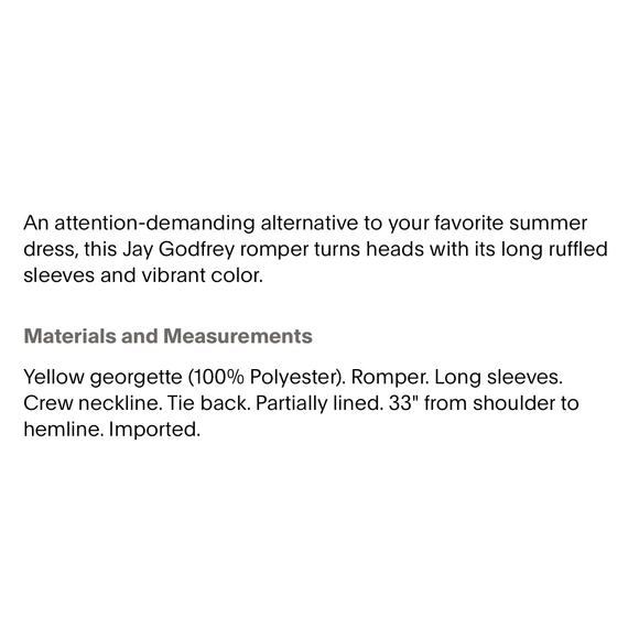 Jay Godfrey Yellow Georgette Oconnor Romper 2 - Picture 5 of 12